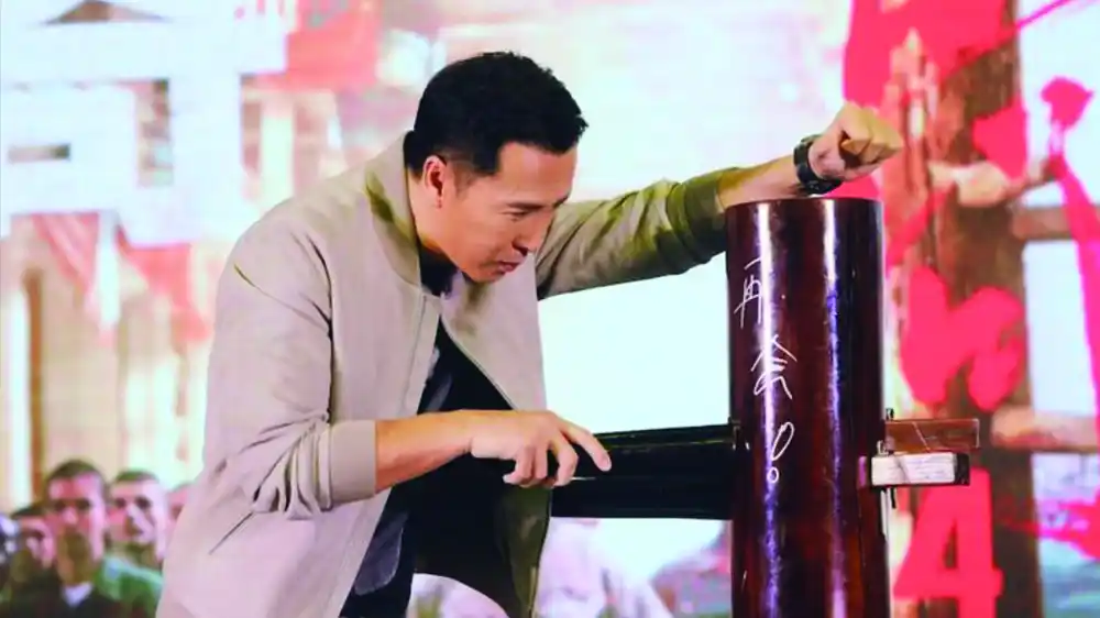 Donnie Yen practicing wooden dummy