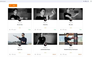 An organized list of Wing Chun online courses, featuring Siu Nim Tao, Chum Kiu, Wooden Dummy training, and self-defense techniques.