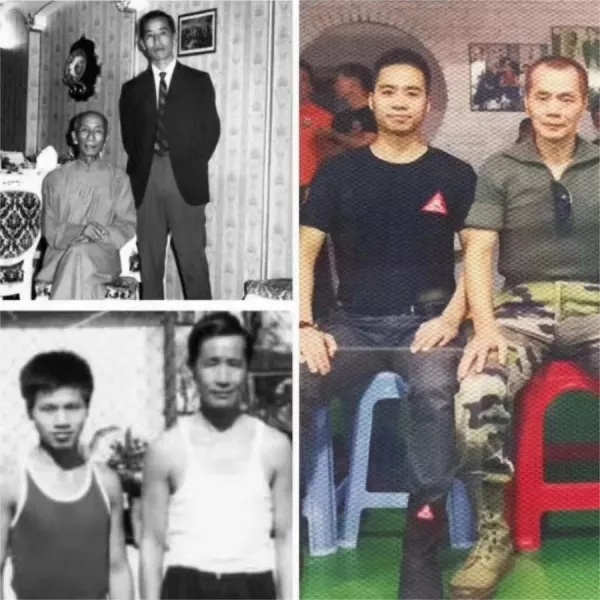 Master Liu with his Sifu Pan Qi, Sifu Pan Qi with his Sifu Wu Can, and Sifu Wu Can with his Sifu Ip Man.