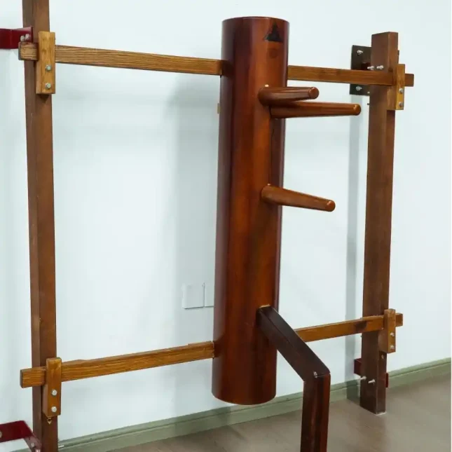 Close-up view of the Wing Chun Wooden Dummy.