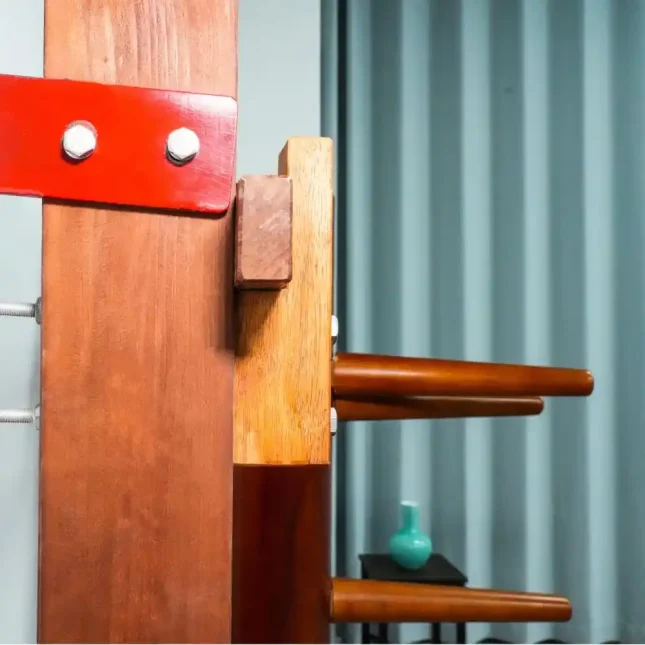 Close-up detail of Wing Chun Wooden Dummy.